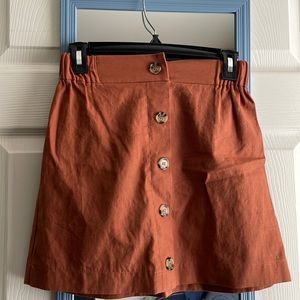 Burnt Orange Buttoned Mini Skirt